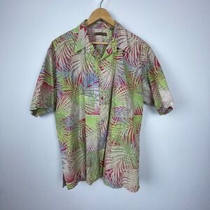 Tori Richard XL Camp Shirt – Red Green Palm Print Hawaiian Cotton Lawn‎